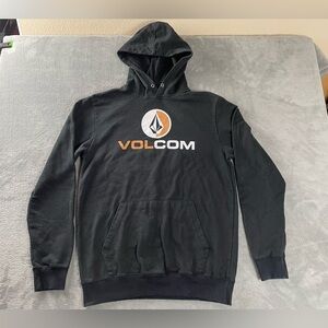 Volcom Men Hoodie L Black Gorpcore Logo Long Sleeve Skater Surf Beach Streetwear